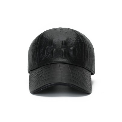 Black crocodile-patterned durable baseball cap