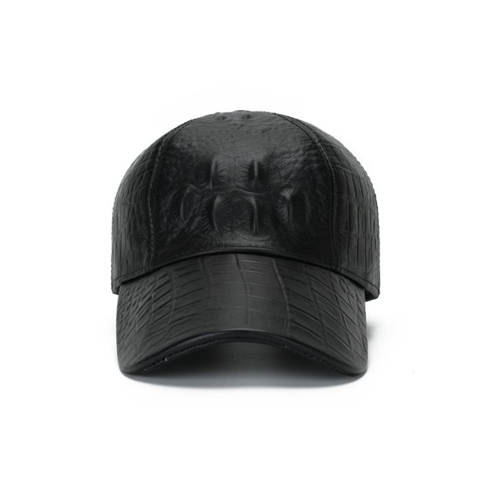 Black crocodile-patterned durable baseball cap