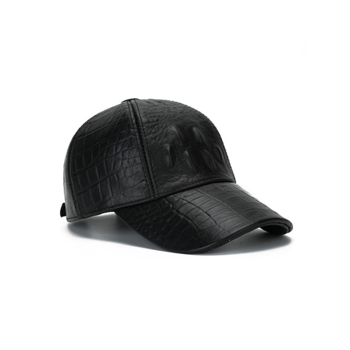 Black crocodile-patterned durable baseball cap