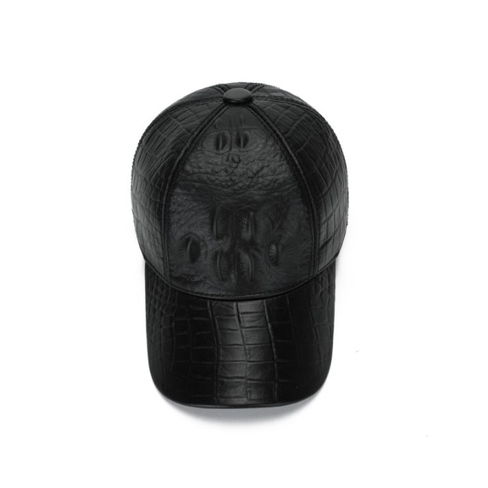 Black crocodile-patterned durable baseball cap
