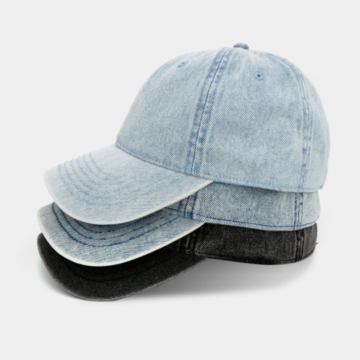 Vintage washed denim baseball cap