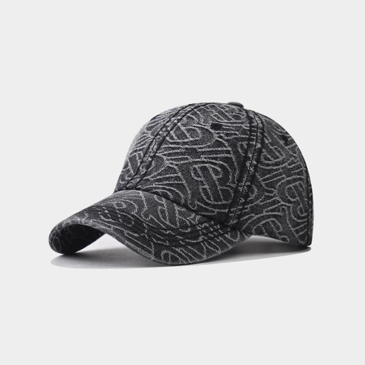 Fashionable printed washed denim baseball cap