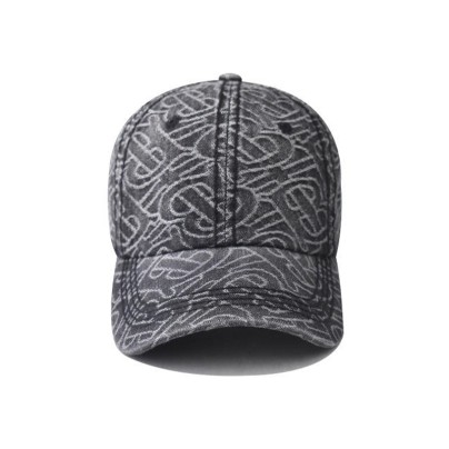 Fashionable printed washed denim baseball cap