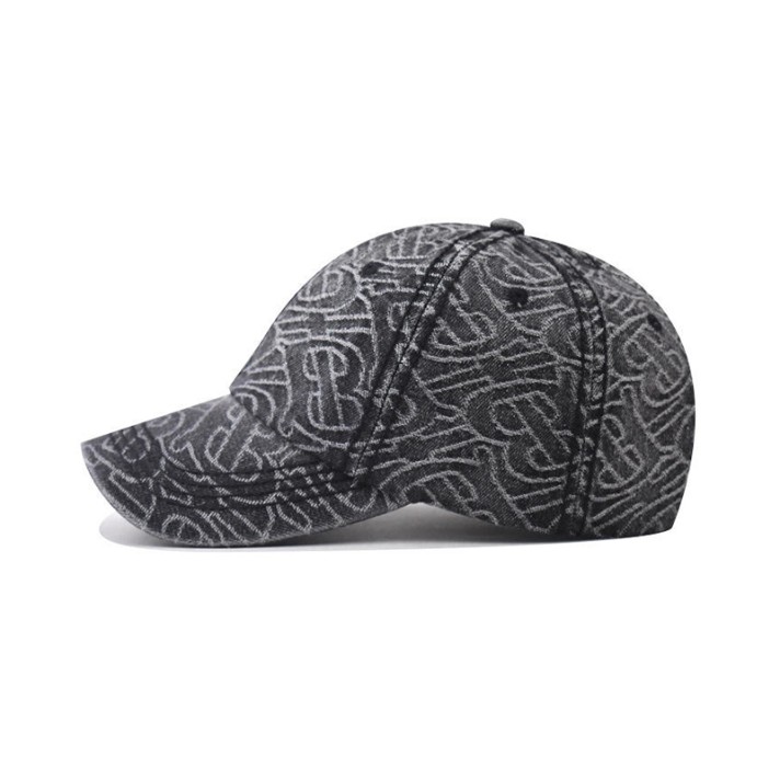 Fashionable printed washed denim baseball cap