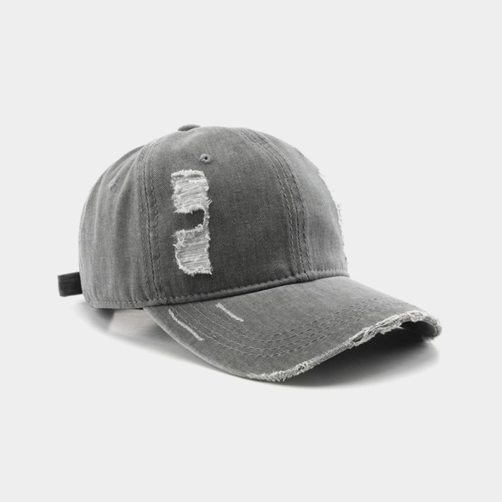 Vintage washed and distressed denim baseball cap