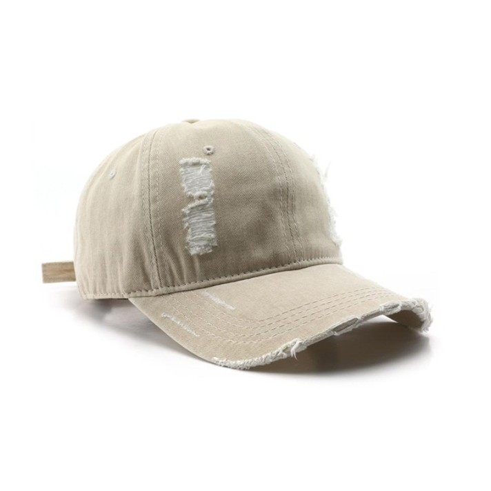 Vintage washed and distressed denim baseball cap