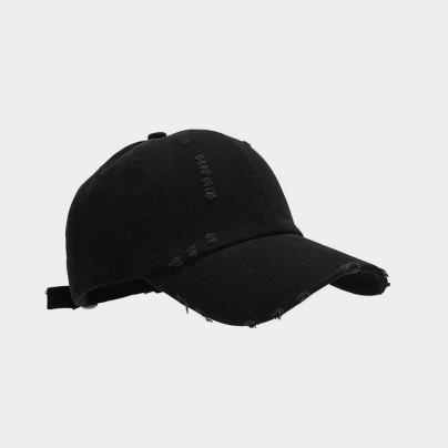 Solid color soft-top distressed baseball cap