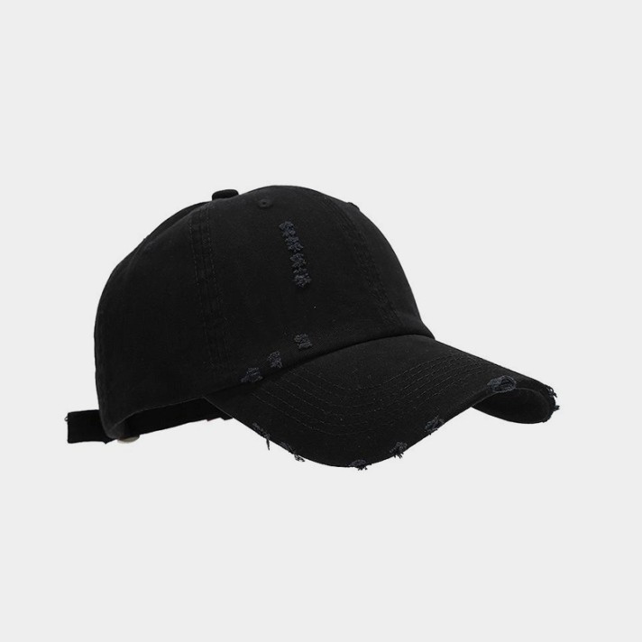 Solid color soft-top distressed baseball cap