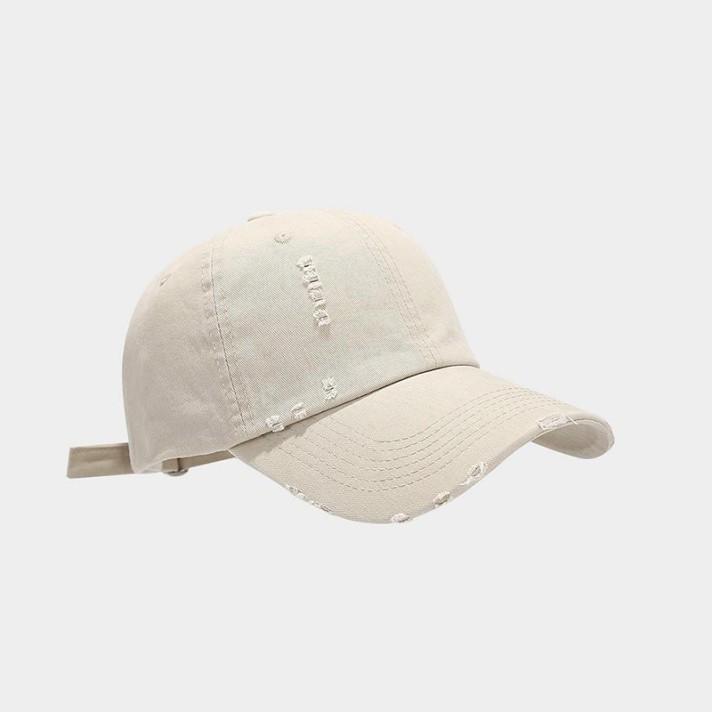 Solid color soft-top distressed baseball cap