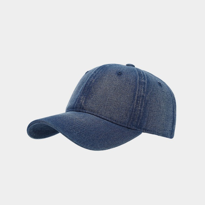 Washed and faded denim baseball cap