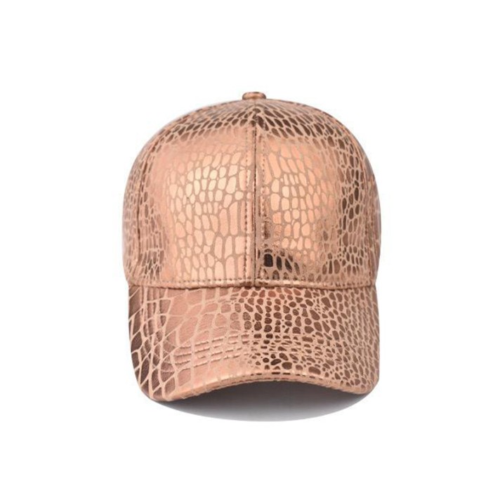 Brightly colored crocodile-patterned leather baseball cap