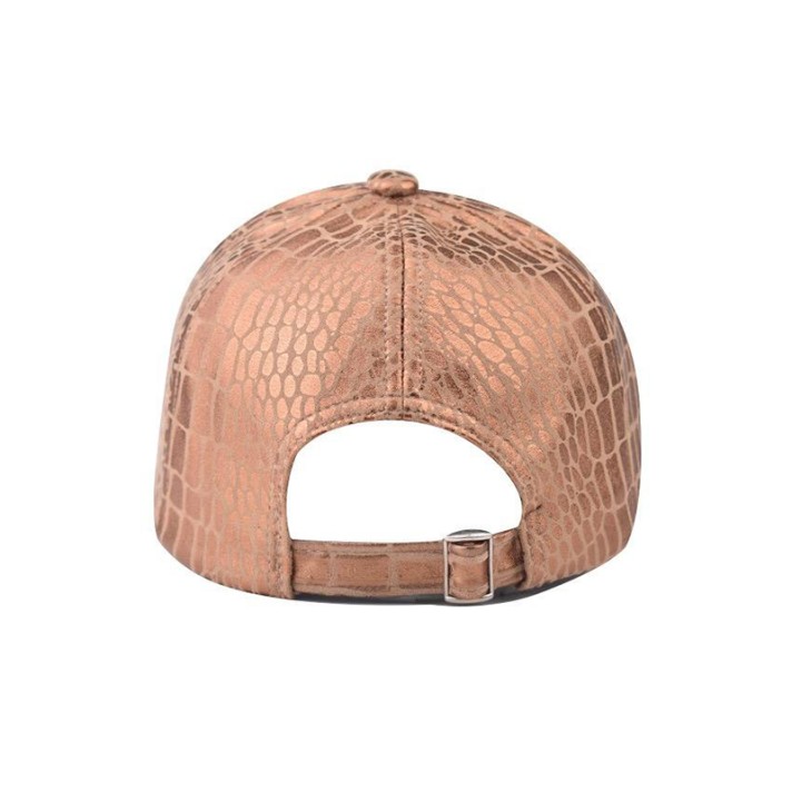 Brightly colored crocodile-patterned leather baseball cap