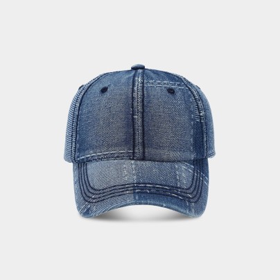 Irregularly pieced denim baseball cap