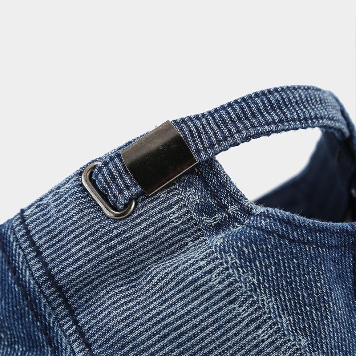 Irregularly pieced denim baseball cap