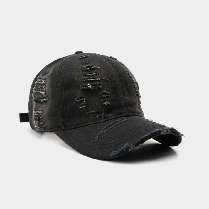 Torn distressed washed baseball cap