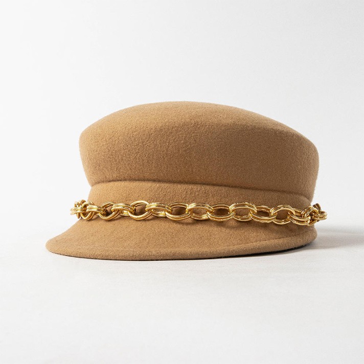Fashionable metal chain wool beret Fashionable metal chain wool beret
