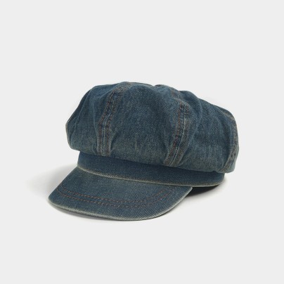 Casual washed and faded denim beret