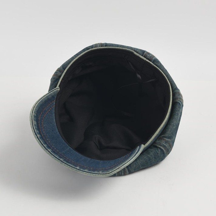 Casual washed and faded denim beret
