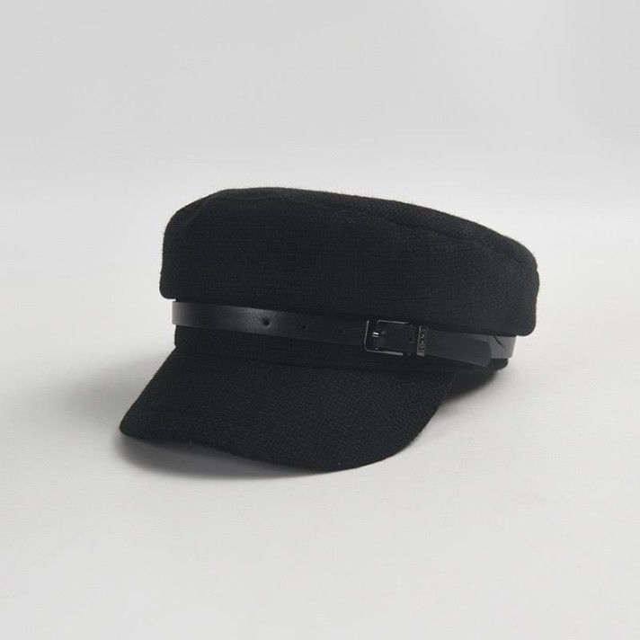 Outdoor leather buckle flat-top comfortable beret