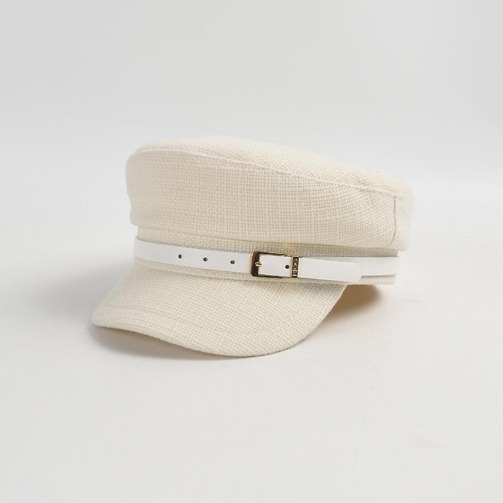 Outdoor leather buckle flat-top comfortable beret