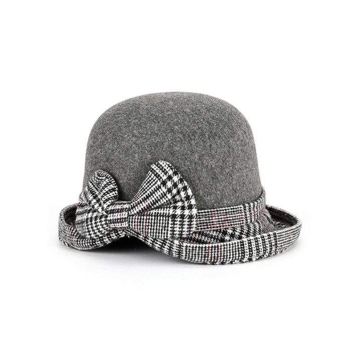 Checkered patchwork dome bucket hat
