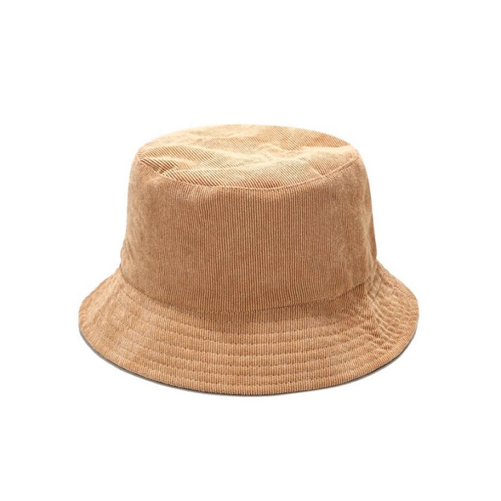 Solid color corduroy reversible bucket hat