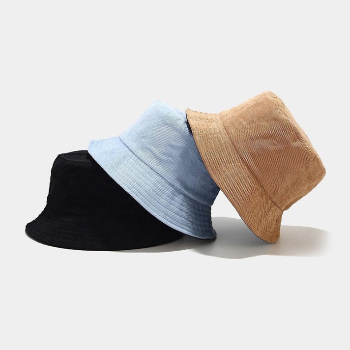 Solid color corduroy reversible bucket hat