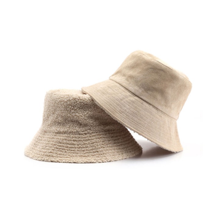 High-quality warm double-sided bucket hat