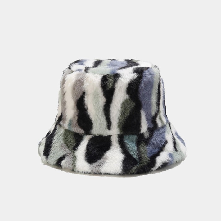 Stylish striped plush warm bucket hat