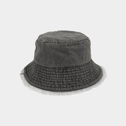 Retro comfortable tassel denim bucket hat