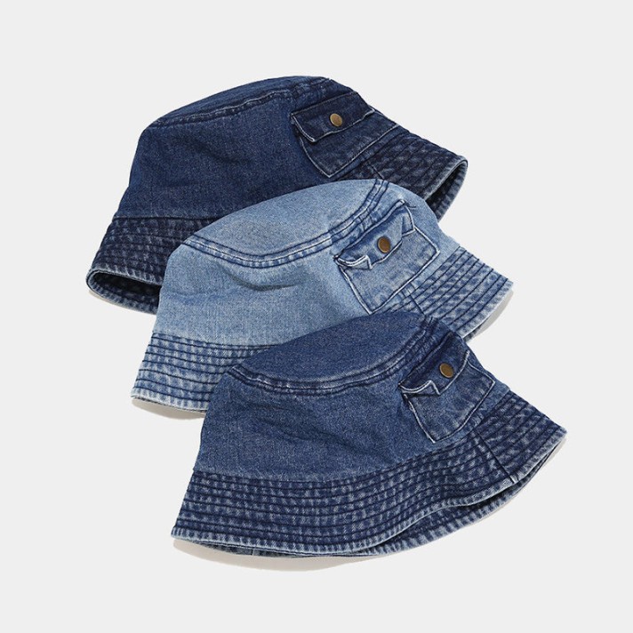 Outdoor pocket design denim bucket hat