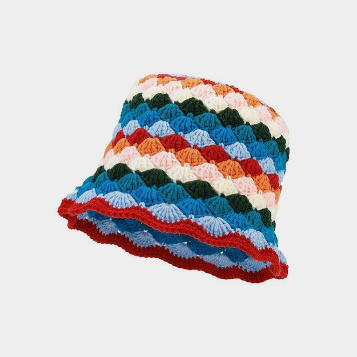 Handmade colorful crochet bucket hat