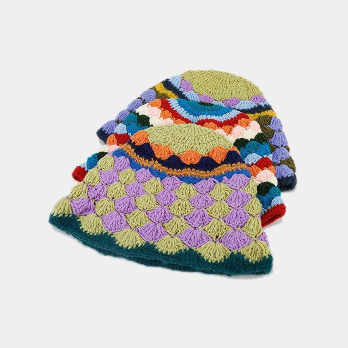 Handmade colorful crochet bucket hat