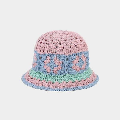 Hollow out breathable crochet bucket cap