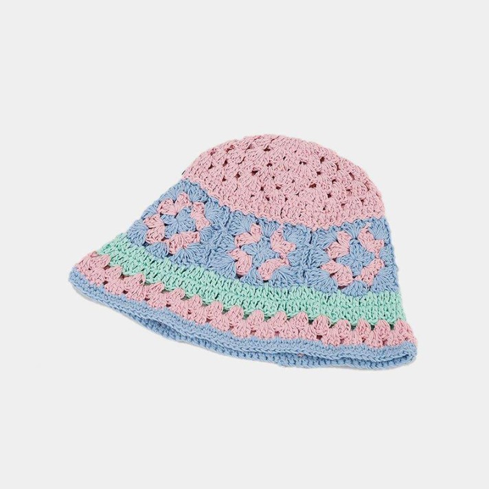 Hollow out breathable crochet bucket cap