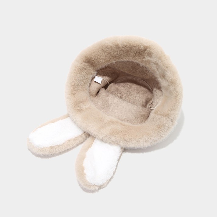 Cute long rabbit ear fluffy bucket hat