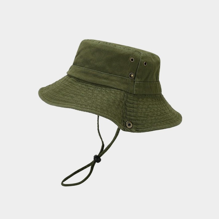 Outdoor solid-color adjustable bucket hat
