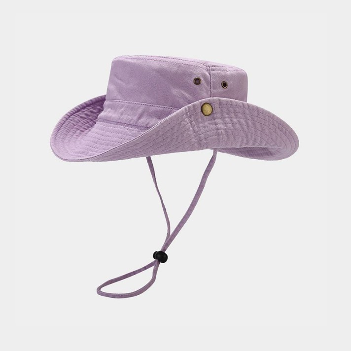 Outdoor solid-color adjustable bucket hat