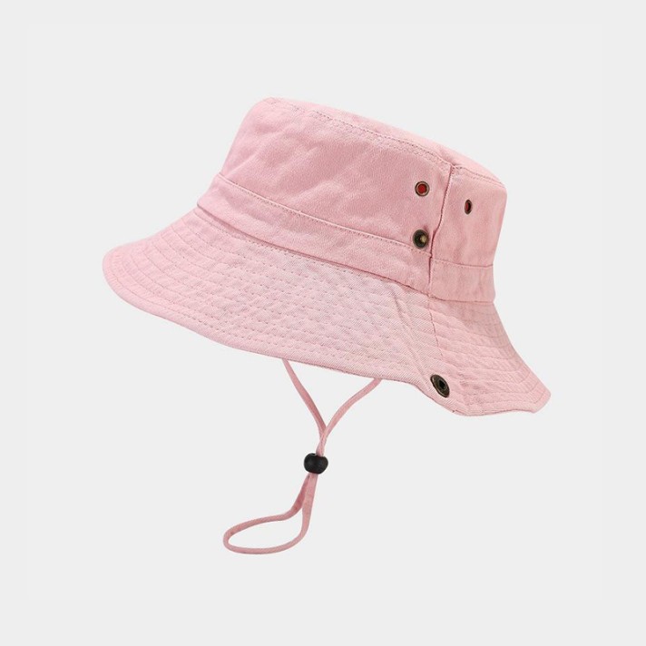 Outdoor solid-color adjustable bucket hat