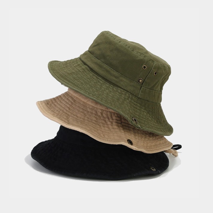 Outdoor solid-color adjustable bucket hat