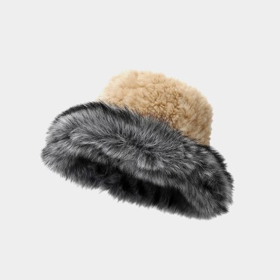 Thickened cold-proof plush bucket hat