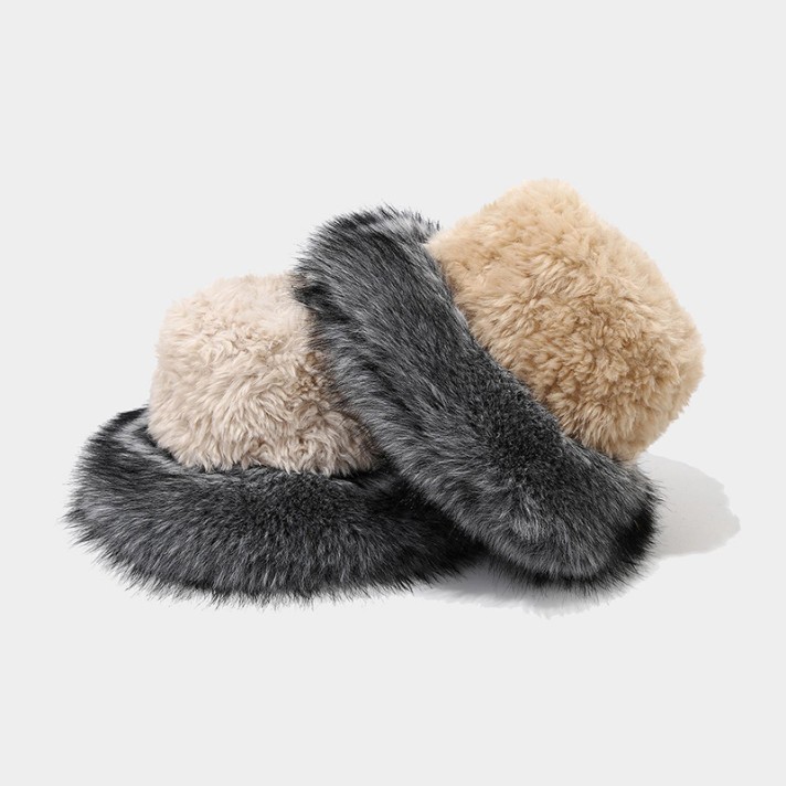 Thickened cold-proof plush bucket hat