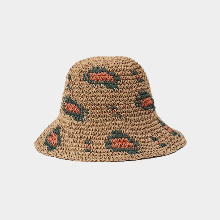 Leopard print hand-crocheted bucket hat