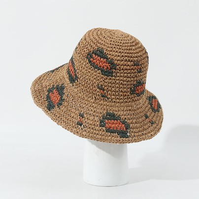 Leopard print hand-crocheted bucket hat