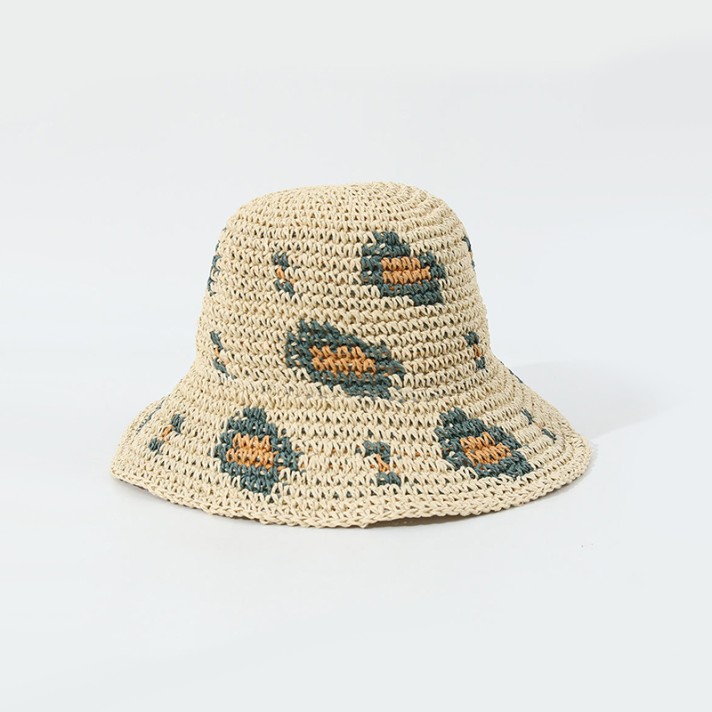 Leopard print hand-crocheted bucket hat