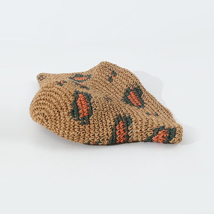 Leopard print hand-crocheted bucket hat