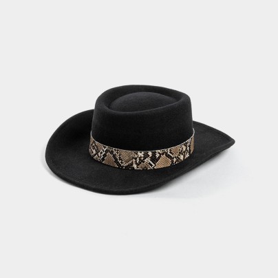 New design snakeskin-trimmed wool felt hat