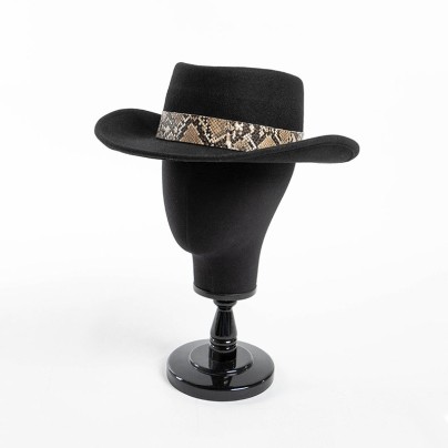 New design snakeskin-trimmed wool felt hat