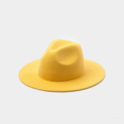 Simple solid color wide-brimmed felt hat