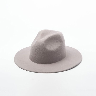 Simple solid color wide-brimmed felt hat